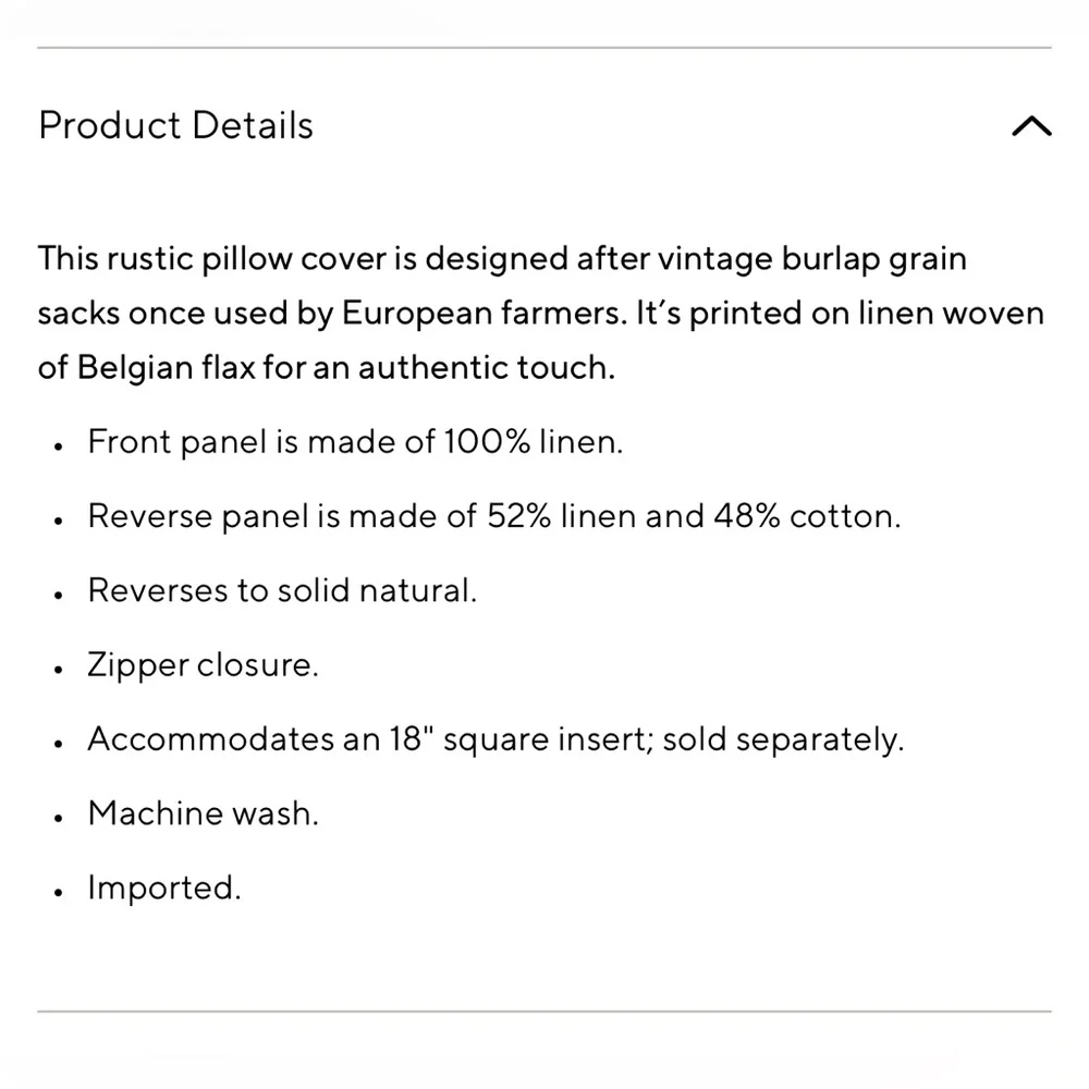 New Pottery Barn Linen Pieced Grainsack Stripe Pillow Cover, 18” - Picture 13 of 14